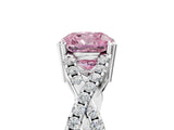 White gold Fancy Pink Cushion Cut Diamond Solitaire Ring with Four-Prong Setting and Twisted Pavé Band_40
