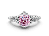 White gold Fancy Pink Cushion Cut Diamond Solitaire Ring with Hidden Halo and Pavé Band_39