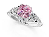 White gold Fancy Pink Cushion Cut Diamond Solitaire Ring with Hidden Halo and Pavé Band_40