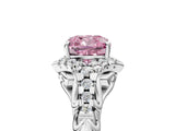 White gold Fancy Pink Cushion Cut Diamond Solitaire Ring with Hidden Halo and Pavé Band_44