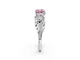 White gold Fancy Pink Cushion Cut Diamond Solitaire Ring with Milgrain Pavé Band and Four-Prong Setting_226