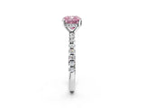 White gold Fancy Pink Cushion Cut Diamond Solitaire Ring with Pavé Band and Four-Prong Setting_118