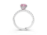 White gold Fancy Pink Cushion Cut Diamond Solitaire Ring with Pavé Band and Four-Prong Setting_119