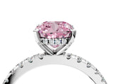 White gold Fancy Pink Cushion Cut Diamond Solitaire Ring with Pavé Band and Four-Prong Setting_120