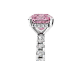 White gold Fancy Pink Cushion Cut Diamond Solitaire Ring with Pavé Band and Four-Prong Setting_121