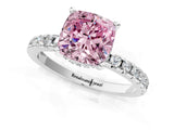 White gold Fancy Pink Cushion Cut Diamond Solitaire Ring with Pavé Band and Four-Prong Setting_98
