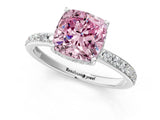 White gold Fancy Pink Cushion Cut Diamond Solitaire Ring with Pavé Band and Hidden Halo_32