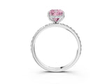 White gold Fancy Pink Cushion Cut Diamond Solitaire Ring with Pavé Band and Hidden Halo_35