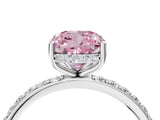 White gold Fancy Pink Cushion Cut Diamond Solitaire Ring with Pavé Band and Hidden Halo_36