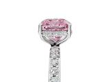 White gold Fancy Pink Cushion Cut Diamond Solitaire Ring with Pavé Band and Hidden Halo_36