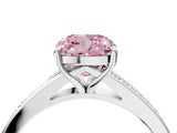 White gold Fancy Pink Cushion Cut Diamond Solitaire Ring with Pavé Band and Prong Setting_16