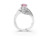 White gold Fancy Pink Cushion Cut Diamond Solitaire Ring with Prong Setting and Twisted Pavé Band_27