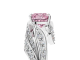 White gold Fancy Pink Cushion Cut Diamond Solitaire Ring with Prong Setting and Twisted Pavé Band_29