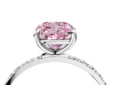 White gold Fancy Pink Cushion Cut Diamond Solitaire Ring with Round  Pavé Band and Prong Setting_142