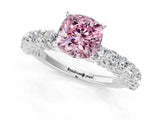 White gold Fancy Pink Cushion Cut Diamond Solitaire Ring with Shared Prong Pavé Band and Four-Prong Setting_71
