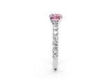 White gold Fancy Pink Cushion Cut Diamond Solitaire Ring with Shared Prong Pavé Band and Four-Prong Setting_72