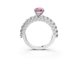 White gold Fancy Pink Cushion Cut Diamond Solitaire Ring with Shared Prong Pavé Band and Four-Prong Setting_73