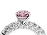 White gold Fancy Pink Cushion Cut Diamond Solitaire Ring with Shared Prong Pavé Band and Four-Prong Setting_74