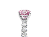 White gold Fancy Pink Cushion Cut Diamond Solitaire Ring with Shared Prong Pavé Band and Four-Prong Setting_75