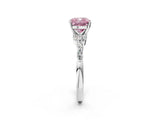 White gold Fancy Pink Cushion Cut Diamond Solitaire Ring with Side Stones and Four-Prong Setting_106