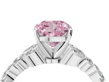 White gold Fancy Pink Cushion Cut Diamond Solitaire Ring with Side Stones and Four-Prong Setting_108