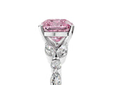 White gold Fancy Pink Cushion Cut Diamond Solitaire Ring with Side Stones and Four-Prong Setting_109