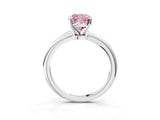 White gold Fancy Pink Cushion Cut Diamond Solitaire Ring with Six-Prong Setting and Classic Band_293