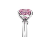 White gold Fancy Pink Cushion Cut Diamond Solitaire Ring with Six-Prong Setting and Classic Band_295