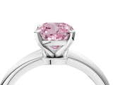 White gold Fancy Pink Cushion Cut Diamond Solitaire Ring with Six-Prong Setting and Classic Band_295