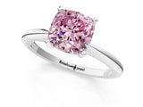 White gold Fancy Pink Cushion Cut Diamond Solitaire Ring with Six-Prong Setting and Classic Band_297