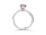 White gold Fancy Pink Cushion Cut Diamond Solitaire Ring with Six-Prong Setting and Classic Band_300