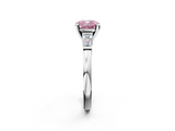 White gold Fancy Pink Cushion  Cut Diamond Solitaire Ring with Tapered Baguette Accents and Four-Prong Setting_80