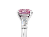 White gold Fancy Pink Cushion  Cut Diamond Solitaire Ring with Tapered Baguette Accents and Four-Prong Setting_82