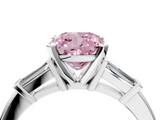 White gold Fancy Pink Cushion  Cut Diamond Solitaire Ring with Tapered Baguette Accents and Four-Prong Setting_82