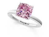 White gold Fancy Pink Cushion Cut Diamond Solitaire Ring with Thin Band and Prong Setting_17