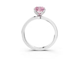White gold Fancy Pink Cushion Cut Diamond Solitaire Ring with Thin Band and Prong Setting_19
