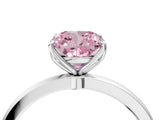 White gold Fancy Pink Cushion Cut Diamond Solitaire Ring with Thin Band and Prong Setting_20