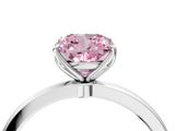White gold Fancy Pink Cushion Cut Diamond Solitaire Ring with Thin Band and Prong Setting_44
