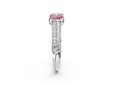 White gold Fancy Pink Cushion Cut Diamond Solitaire Ring with Three-Row Pavé Band and Four-Prong Setting_51