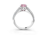 White gold Fancy Pink Cushion Cut Diamond Solitaire Ring with Three-Row Pavé Band and Four-Prong Setting_52