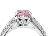 White gold Fancy Pink Cushion Cut Diamond Solitaire Ring with Three-Row Pavé Band and Four-Prong Setting_53