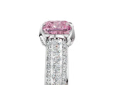 White gold Fancy Pink Cushion Cut Diamond Solitaire Ring with Three-Row Pavé Band and Four-Prong Setting_54