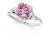 White gold Fancy Pink Cushion Cut Diamond Solitaire Ring with Twist Band and Four-Prong Setting_100