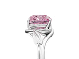 White gold Fancy Pink Cushion Cut Diamond Solitaire Ring with Twist Band and Four-Prong Setting_104