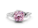 White gold Fancy Pink Cushion Cut Diamond Solitaire Ring with Twist Band and Four-Prong Setting_99