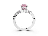 White gold Fancy Pink Cushion Cut Diamond Solitaire Ring with Twisted Band and Prong Setting_155