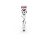 White gold Fancy Pink Cushion Cut Diamond Solitaire Ring with Twisted Band and Prong Setting_155