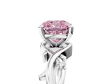 White gold Fancy Pink Cushion Cut Diamond Solitaire Ring with Twisted Band and Prong Setting_156