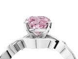 White gold Fancy Pink Cushion Cut Diamond Solitaire Ring with Twisted Band and Prong Setting_157