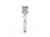 White gold Fancy Pink Cushion Cut Diamond Solitaire Ring with Twisted Band and Prong Setting_177